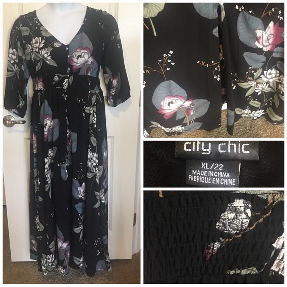 city chic blossom maxi dress